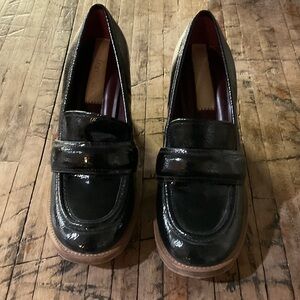 Franco Sarto Black Patent Leather Loafers